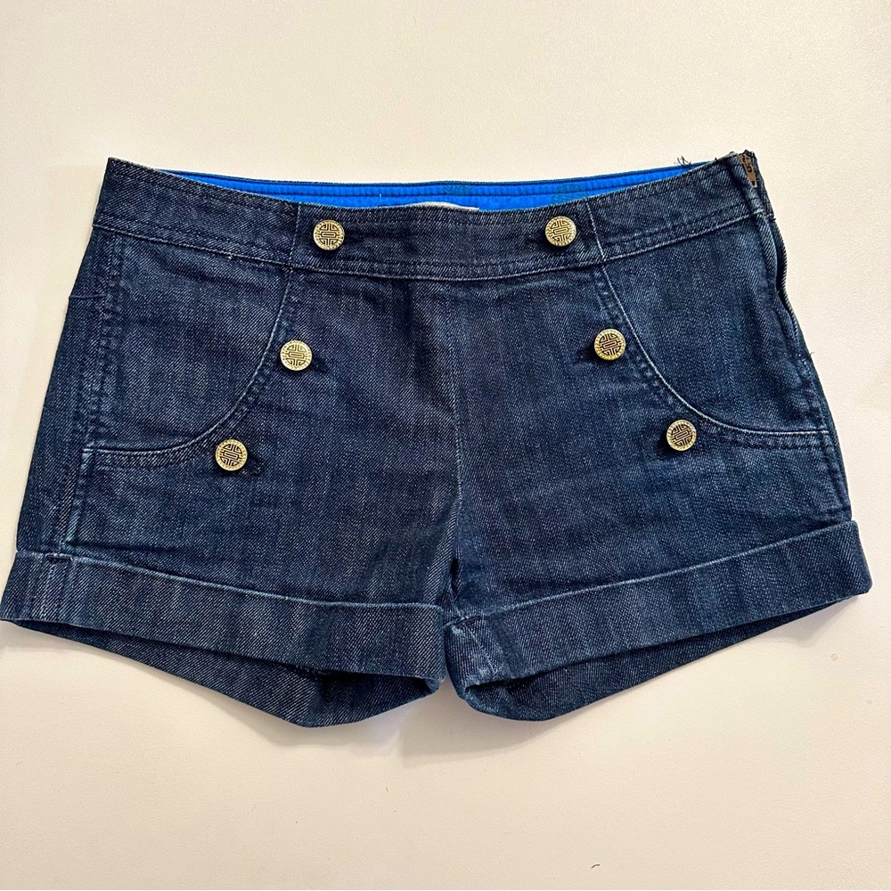 Fortune Womens Short Denim Jean Cuffed Shorts size 27 Side Zipper